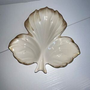 Vintage Lenox Leaf Dish w/ 24 KT Hand Decorated Gold Trim. 8”x8.5” CandyDish